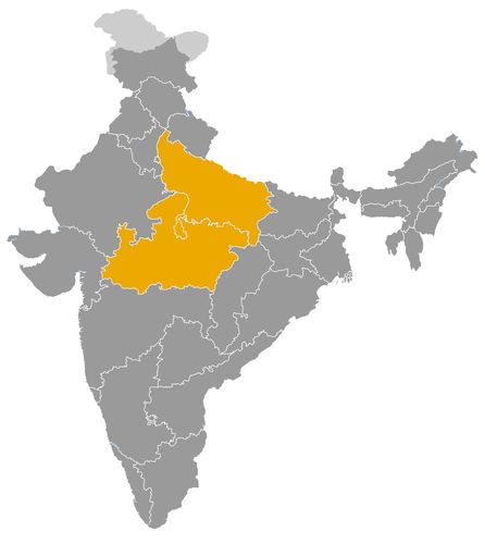 Inde • |1501/1948| • dynastie Bundela: carte